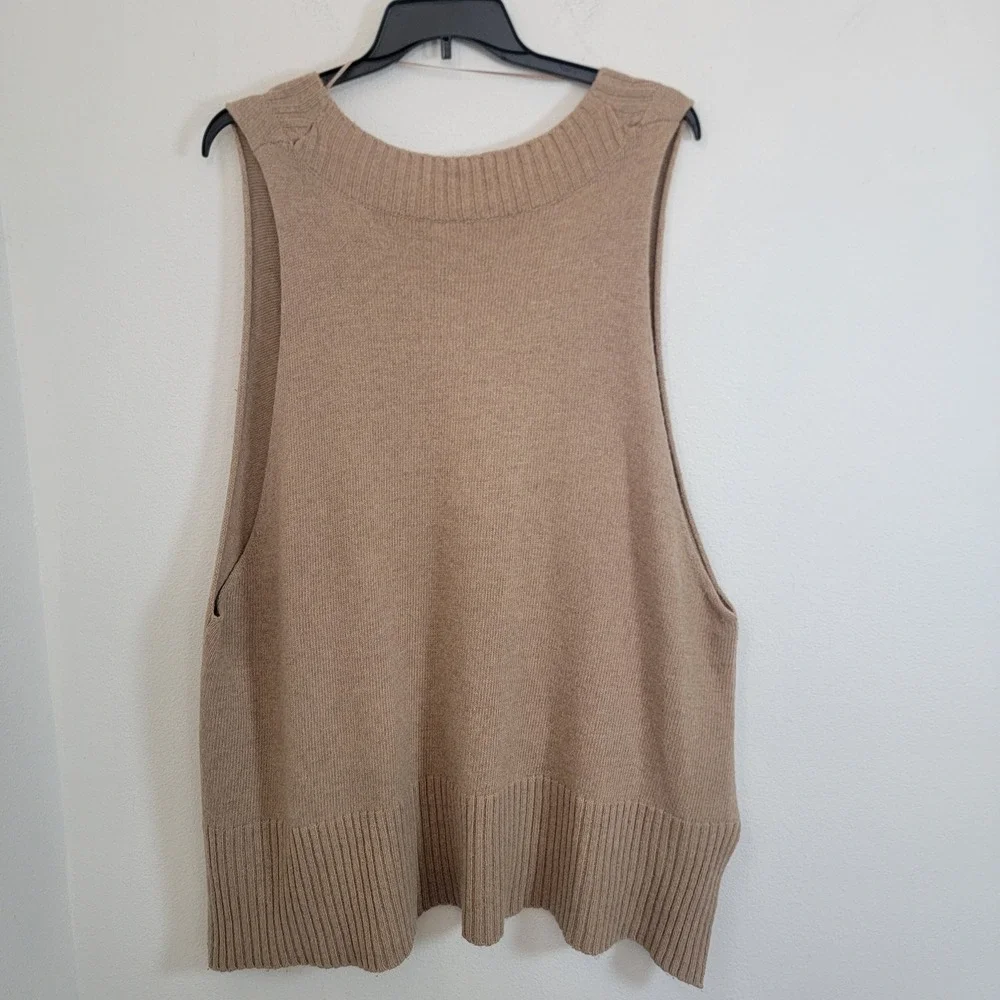 Free People Oversize Vest Medium Loose Fit Baggy V-Neck Wool Baggy Brown Sweater